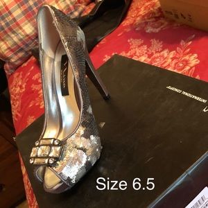 Nina Silver Sequence Heels